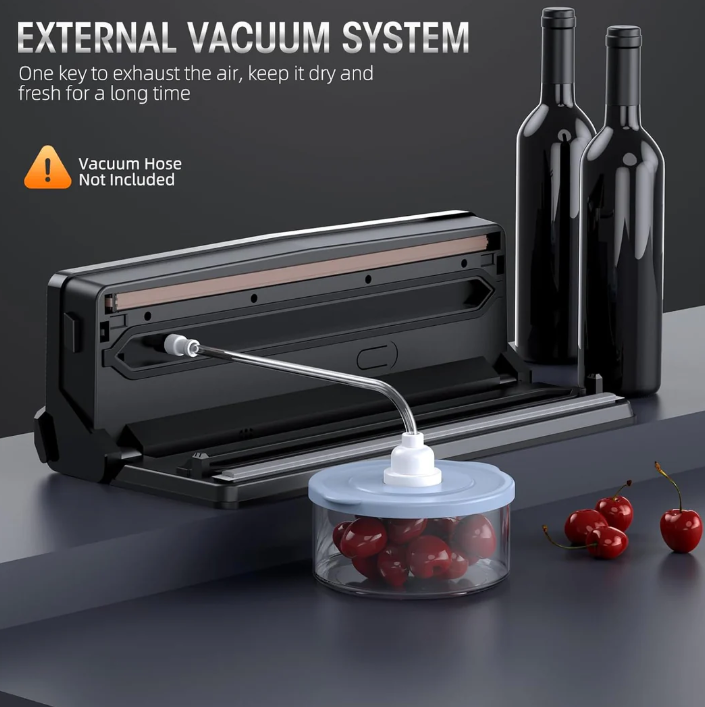 "Multifunktionales 8-in-1 Vakuumiergerät mit Folienschneider, kompaktes Design, ideal für Frische und lange Haltbarkeit."