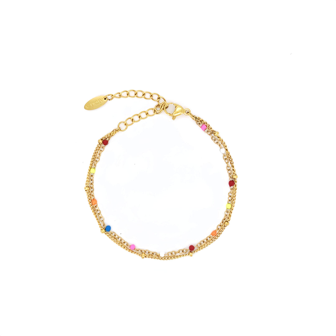 Goldfarbenes Armband für Damen mit buntem Muster, stilvolles Accessoire