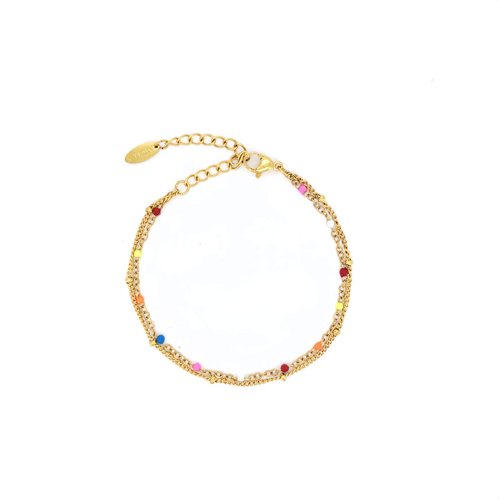 Goldfarbenes Armband für Damen mit buntem Muster, stilvolles Accessoire