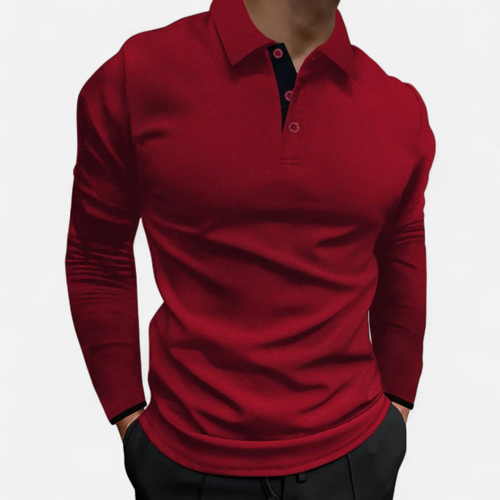 Graues Langarm Poloshirt für Herren im Casual Stil mit stilvollen Akzenten