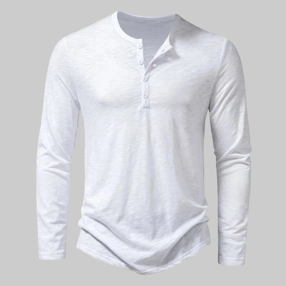 Weißes Slim Fit Longsleeve für Herren, vielseitig kombinierbar.