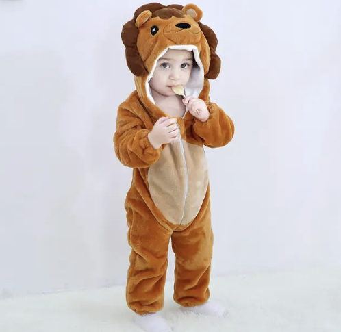 Süßer Baby-Strampler im Tier-Design, aus weichem Plüsch, perfekt für Neugeborene.