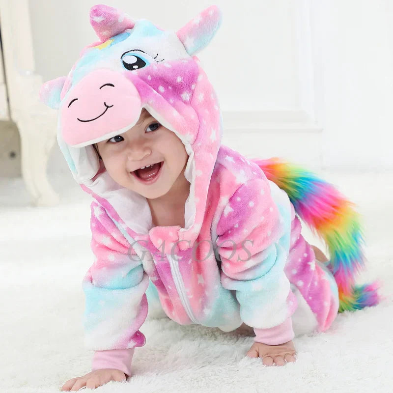 Niedlicher Plüsch-Strampler für Babys, Tier-Design, warm, weich und geschenkbereit.