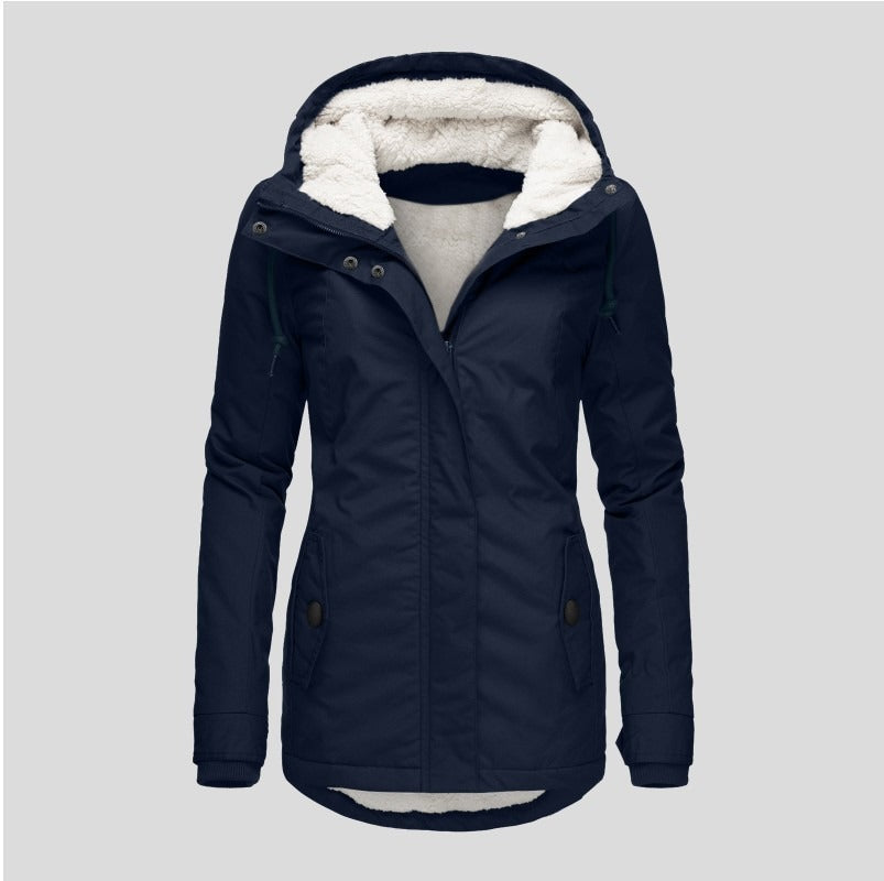 Damen Steppjacke in Dunkelblau mit Kapuze