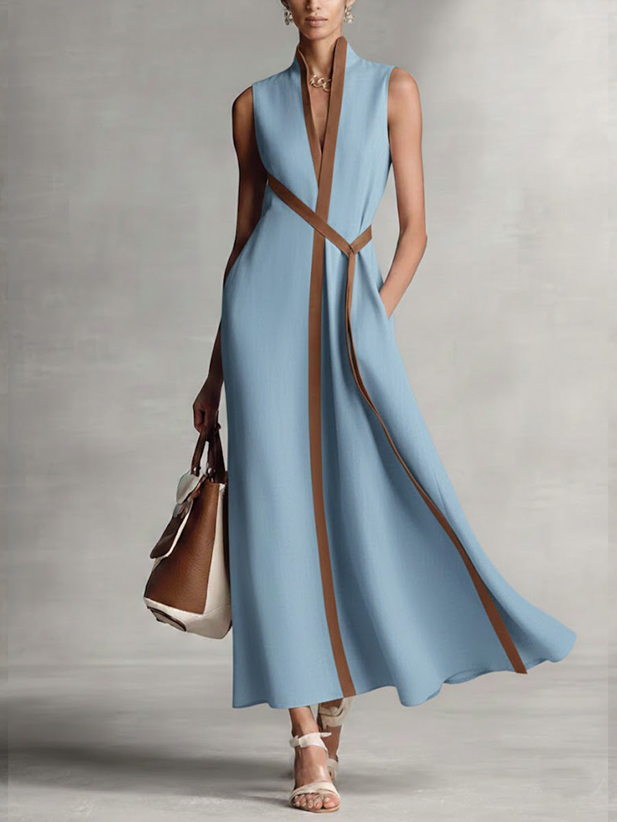 Modisches ärmelloses Wickel-Maxikleid für Damen, perfektes Sommerkleid für Strand, Urlaub oder elegante Anlässe.