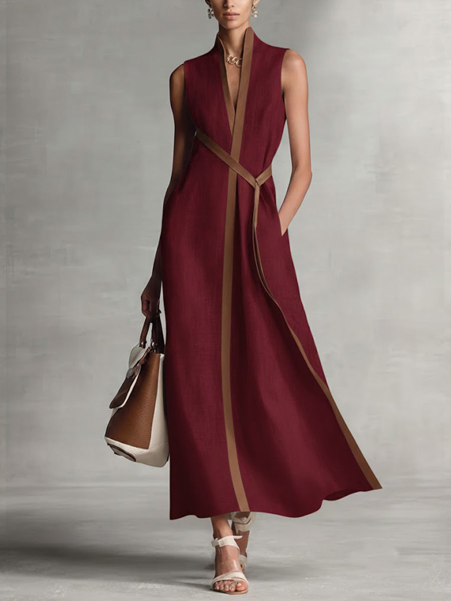 Vielseitiges Damen Wickel-Maxikleid, ärmellos und elegant, perfekt als Sommerkleid, Freizeit- oder Urlaubskleid.