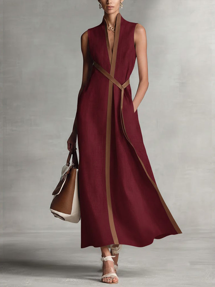 Vielseitiges Damen Wickel-Maxikleid, ärmellos und elegant, perfekt als Sommerkleid, Freizeit- oder Urlaubskleid.