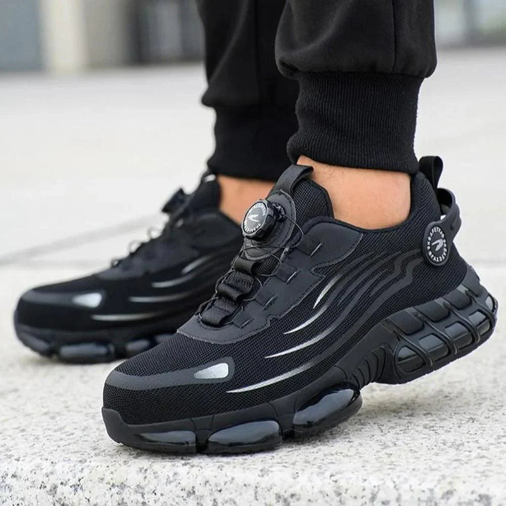 "Orthopädische Arbeitsschuhe mit breiter Zehenbox und anatomischer Unterstützung, ideal für Komfort und Sicherheit im Job."