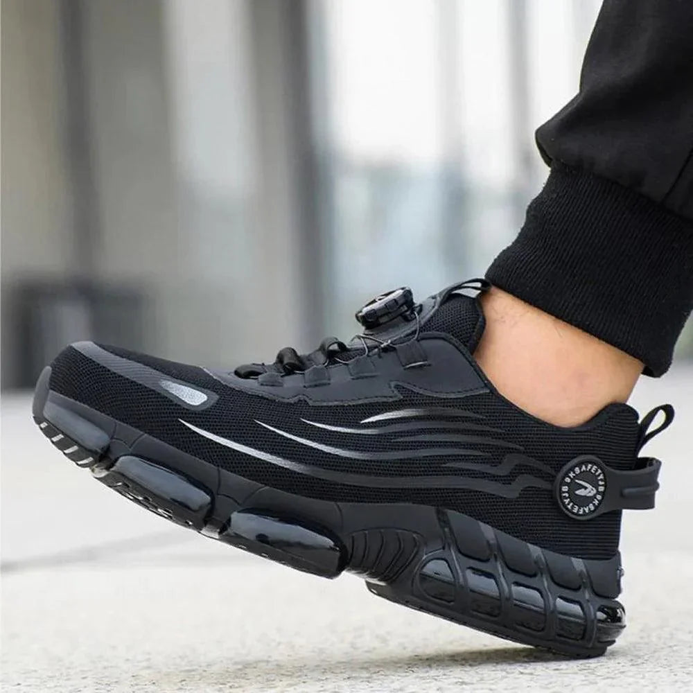 "Orthopädische Arbeitsschuhe mit breiter Zehenbox und anatomischer Unterstützung, ideal für Komfort und Sicherheit im Job."