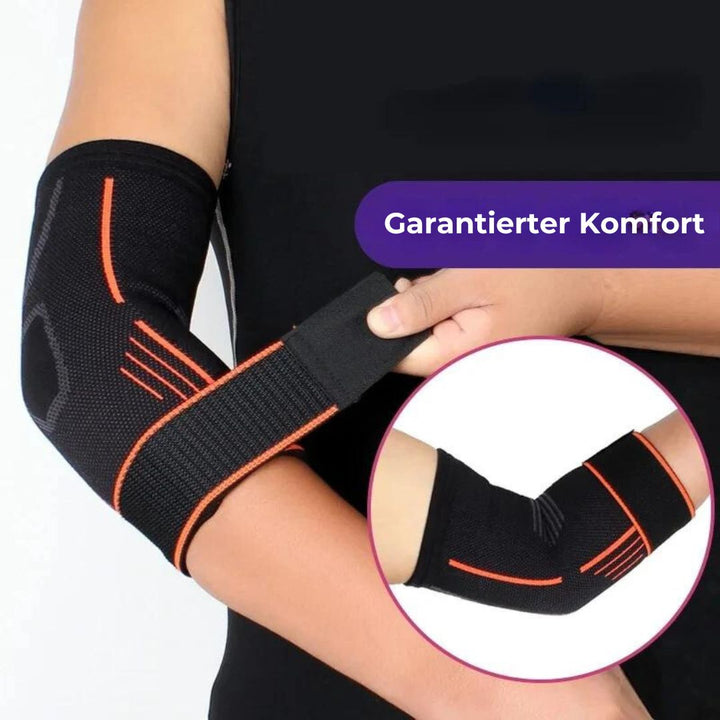 "Orthopädische Ellenbogenstütze in Grün, atmungsaktiv, anatomisch geformt für Schmerzlinderung und Unterstützung"