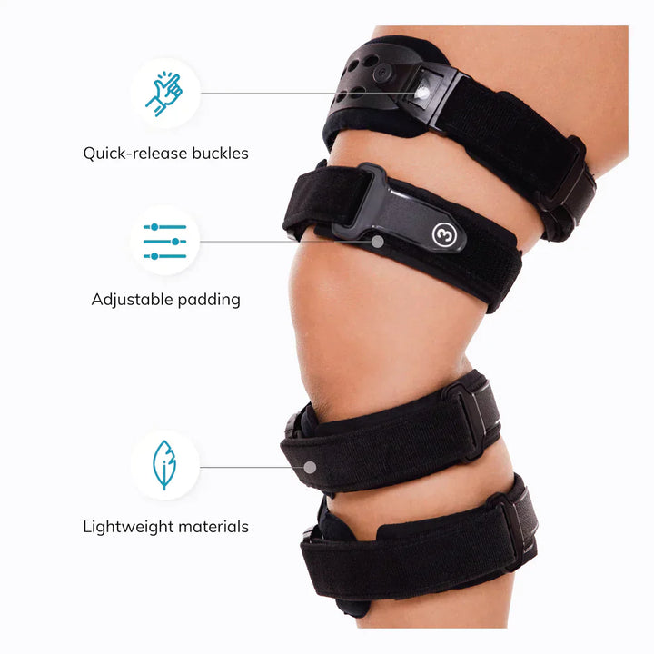 Orthopädische Kniebandage gegen Arthrose, reduziert Druck und lindert Schmerzen, verstellbar, leicht und atmungsaktiv.