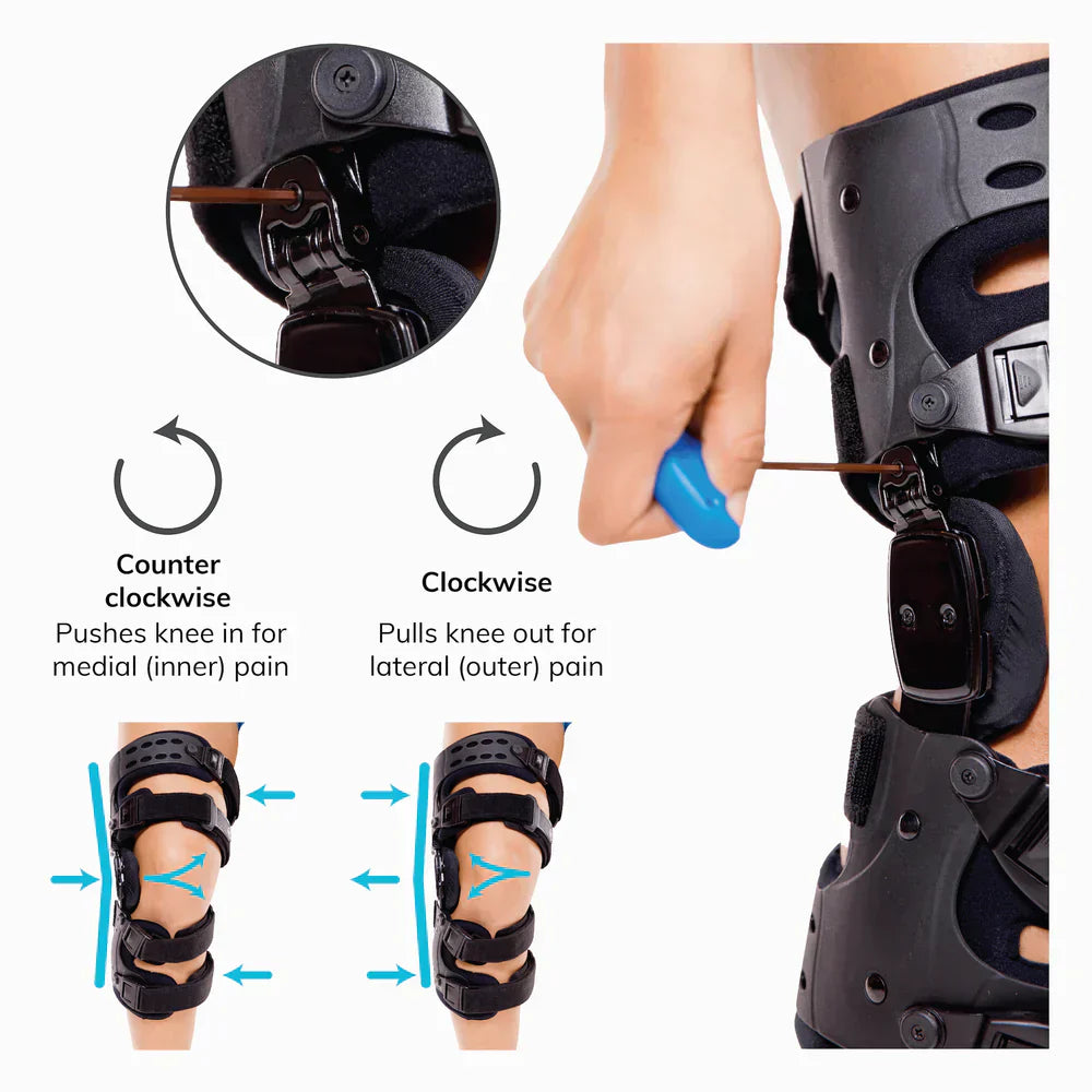 Orthopädische Kniebandage gegen Arthrose, reduziert Druck und lindert Schmerzen, verstellbar, leicht und atmungsaktiv.