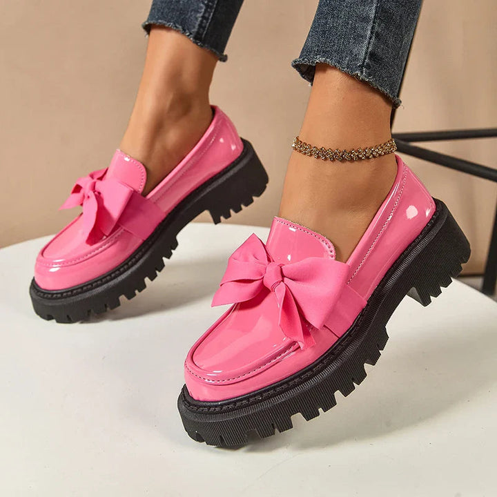 Grüne Damen Plateauschuhe mit erhöhter Sohle & Schmetterlingsschleife, bequeme Alltagsschuhe.