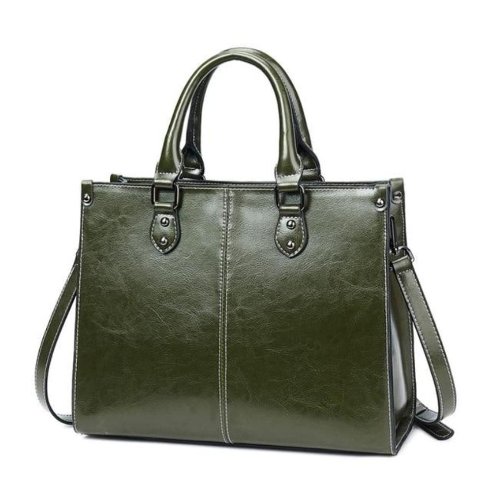 Offene Tote Bag mit Innenfächern, praktische Schultertasche in Cognac