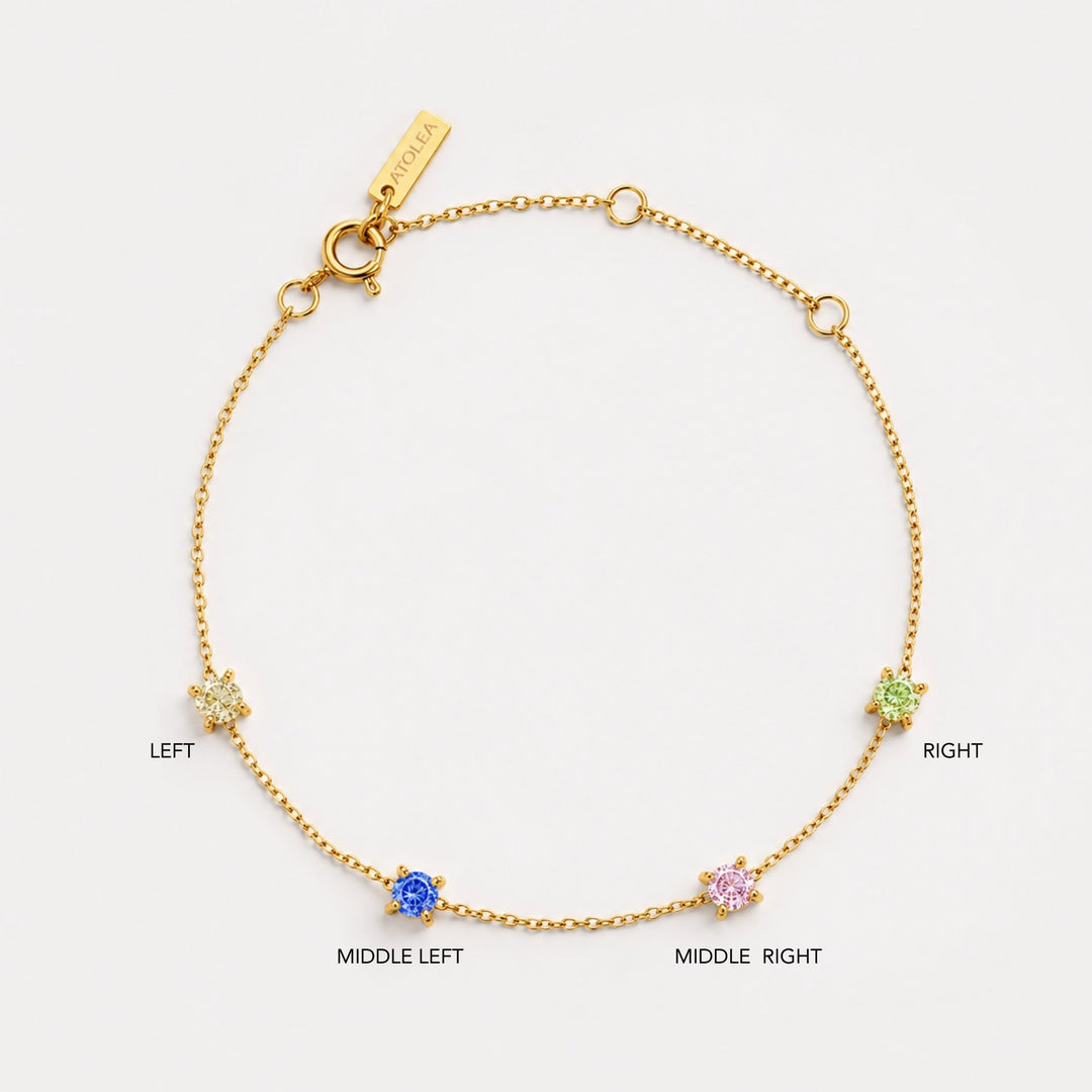 Wasserdichtes Damenarmband in Gold mit personalisierbarem Zirkonia Geburtsstein
