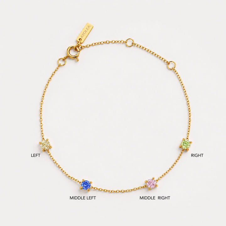 Wasserdichtes Damenarmband in Gold mit personalisierbarem Zirkonia Geburtsstein