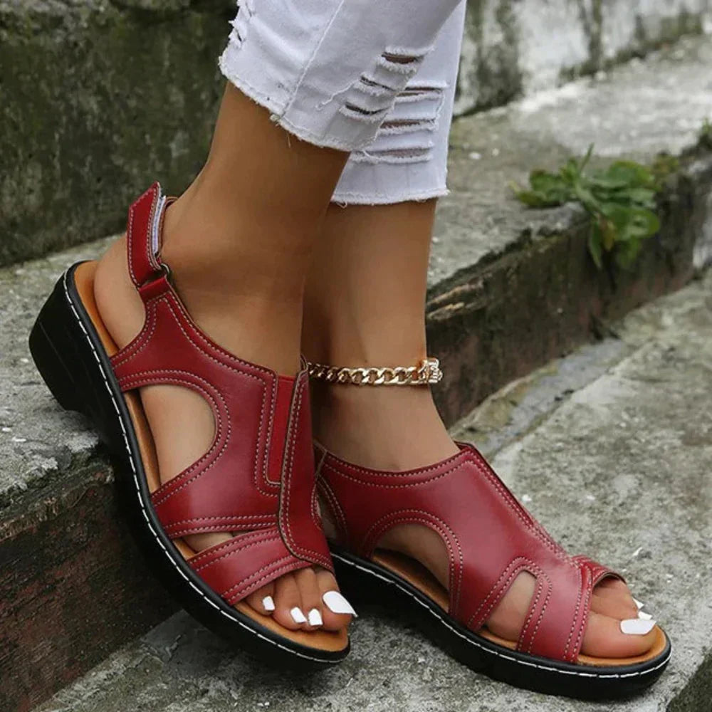 Rote orthopädische Sommersandalen für Damen