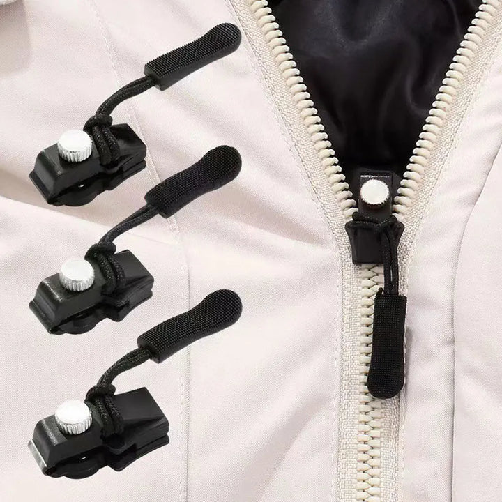 "Reißverschluss Reparatur Kit 6er Pack, graue Clips in verschiedenen Größen auf weißem Hintergrund für einfache Anwendung"