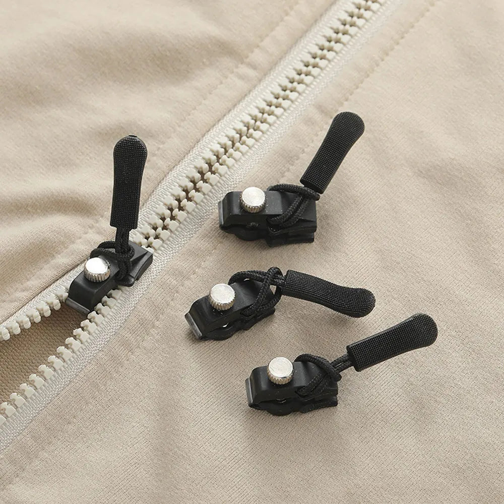 "Reißverschluss Reparatur Kit 6er Pack, graue Clips in verschiedenen Größen auf weißem Hintergrund für einfache Anwendung"