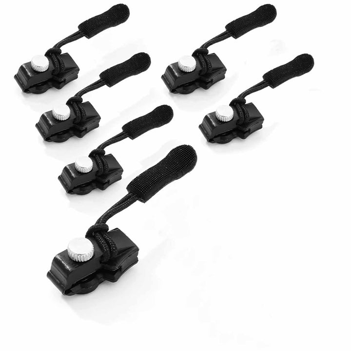 "Reißverschluss Reparatur Kit 6er Pack, graue Clips in verschiedenen Größen auf weißem Hintergrund für einfache Anwendung"