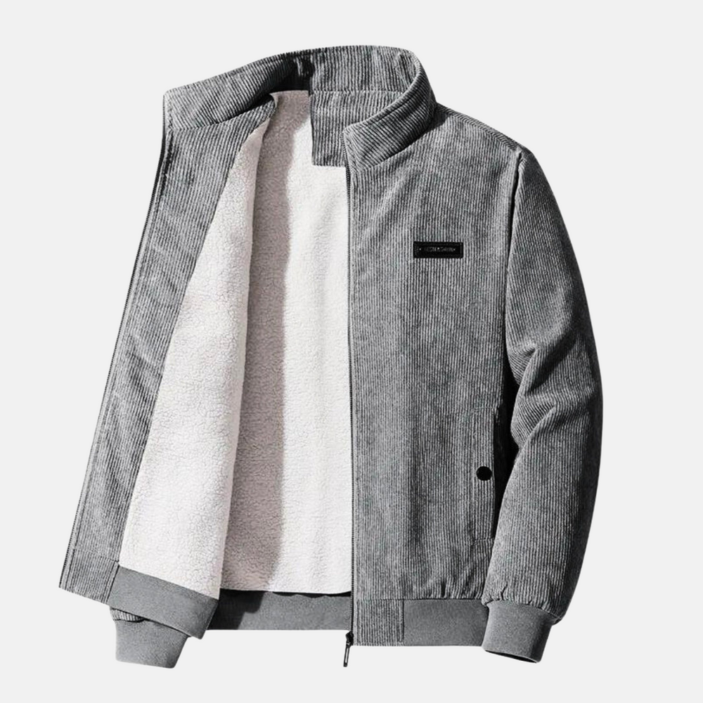 "Retro-Cordjacke Herren, Armeegrün, zeitloser Stil, Baumwollmaterial, perfekte Passform zu Jeans oder Freizeitkleidung."