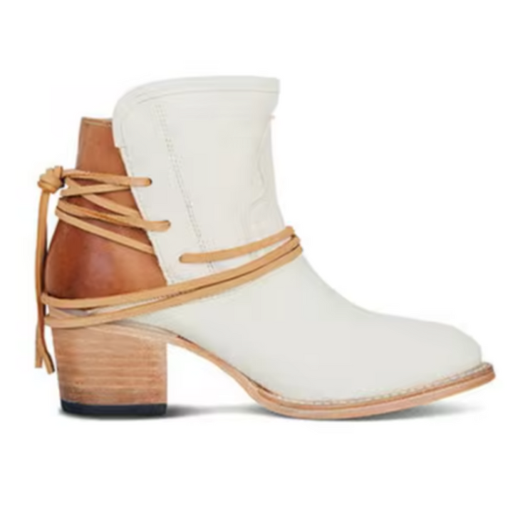 Herbsttaugliche Damen Vintage Westernstiefel, ankle high. Stylische Schlupfstiefel mit bequemem Blockabsatz.