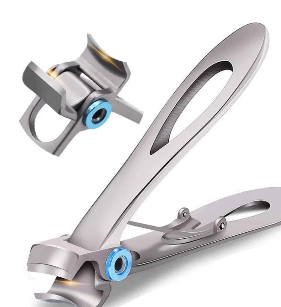 Robuster Edelstahl-Nagelknipser für harte, dicke Nägel; ergonomisches Design, gebogene Klinge für präzisen Schnitt.