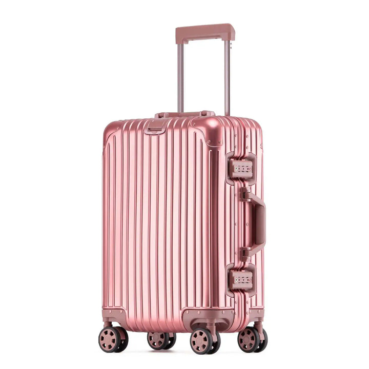 Eleganter, robuster Hartschalenkoffer für Reisen, mit TSA-Schloss und leichtgängigen 360°-Rollen.