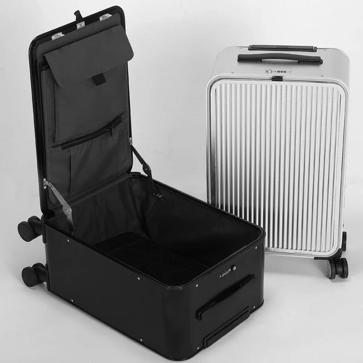 Dunkler Valparaíso Luxus Rollkoffer: Hartschalen-Reisegepäck mit 360° Rollen für Komfort & Sicherheit.