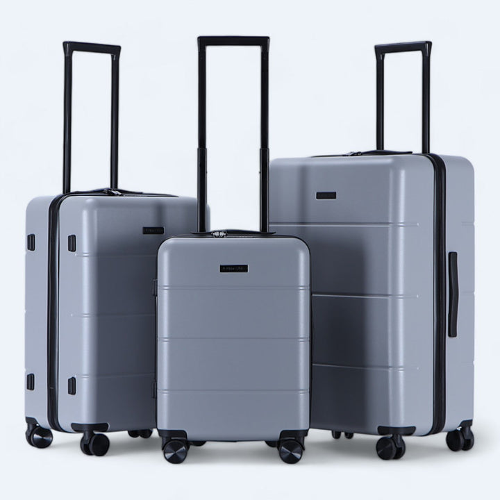 Durchdachtes mehrfarbiges 3-teiliges Reisekoffer-Set mit robuster Hartschale.