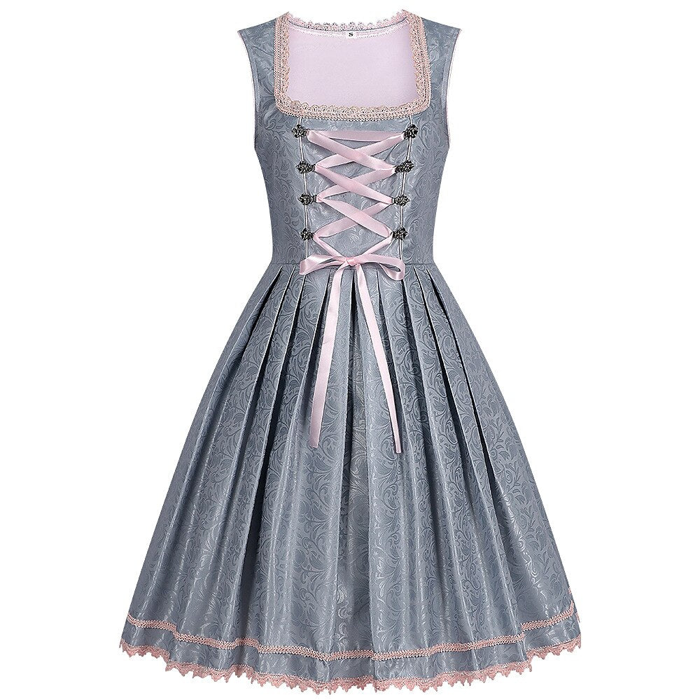 Traditionelles Damen-Dirndl in Rosa mit Stickerei & Spitze für bayerische Feste.