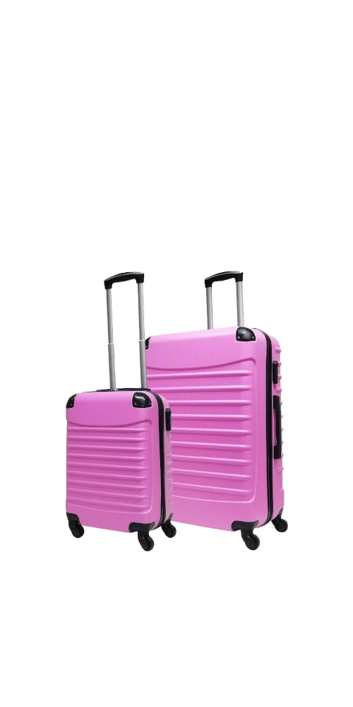 Rosa Hartschalen-Kofferset, 2-teilig (S & XL), ideal für flexible Reisen und Urlaub.
