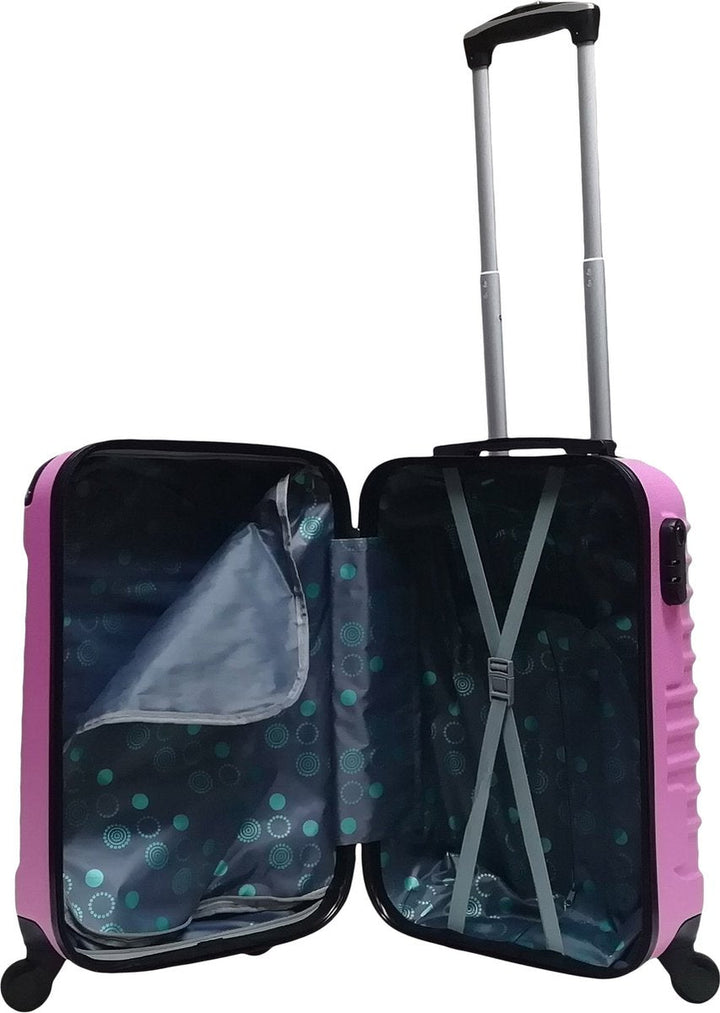 Modernes rosa Hartschalen-Gepäckset, 2-teilig, ideal für kurze oder lange Reisen.