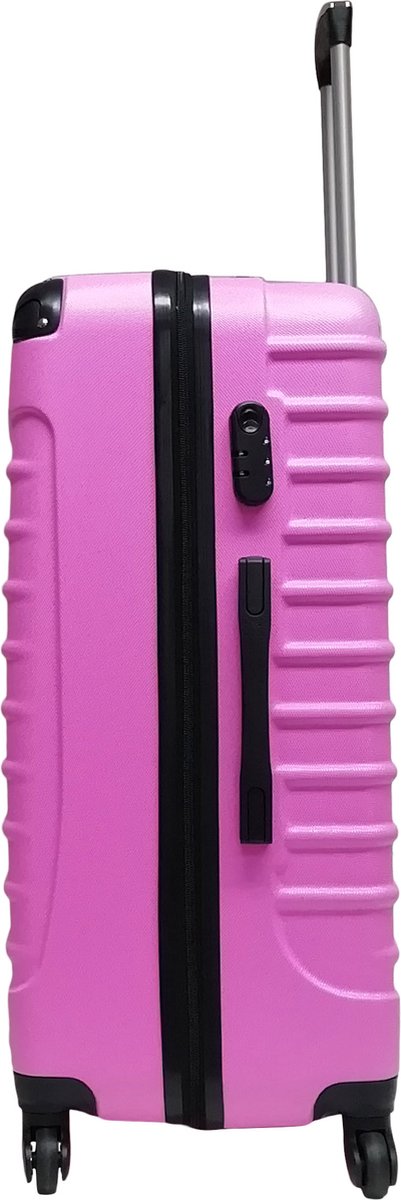 Stabiles rosa Rollkofferset, S & XL, mit robuster Hartschale für sicheres Reisen.