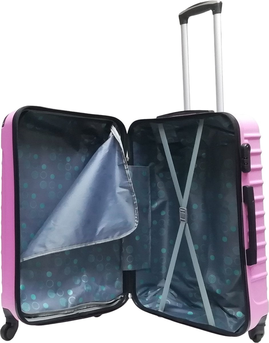 Elegantes 2er-Set rosa Reisekoffer (S & XL), strapazierfähig und leicht zu manövrieren.