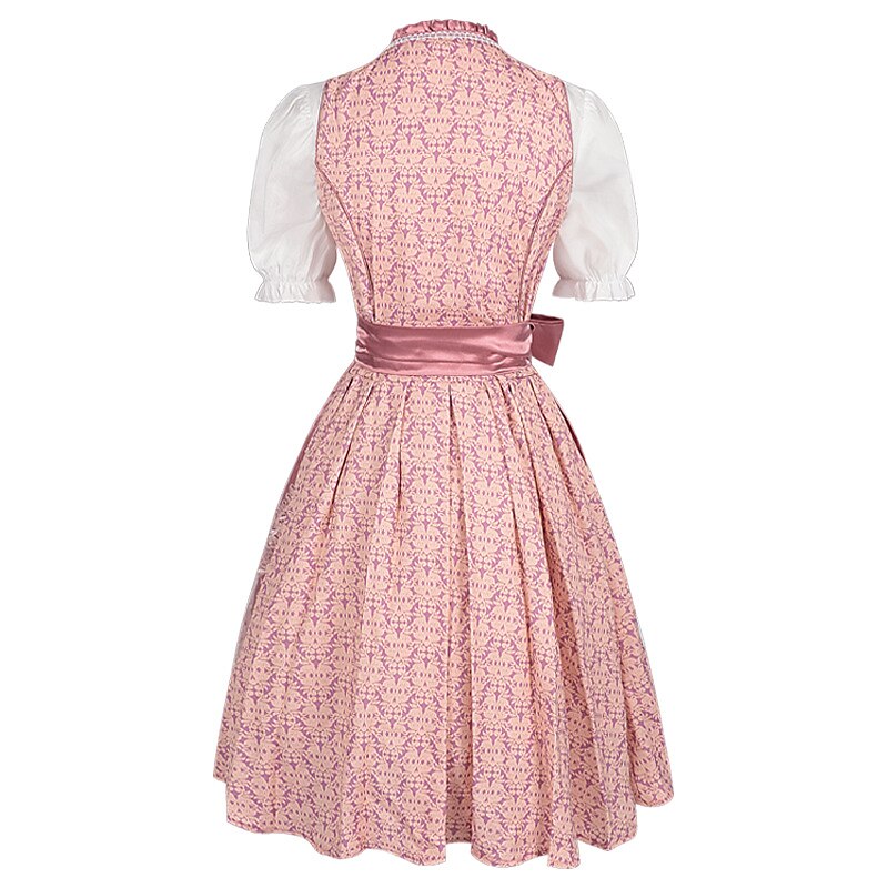 Traditionelles bayerisches Oktoberfest-Dirndl in Rosa, festliches Trachtenkleid mit Satinschleife.