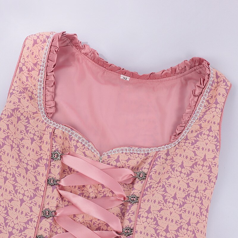 Festliches, traditionelles Rosa Midi-Dirndl für Damen, ideales Trachtenkleid mit eleganter Satinschleife.
