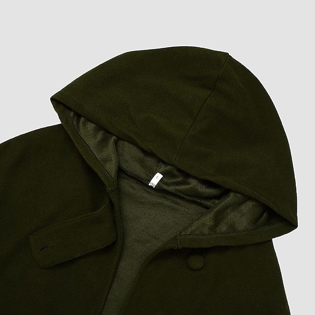 Schwarzer kurzer Damenmantel mit Kapuze im Vintage-Look. Vielseitige Jacke für Events.
