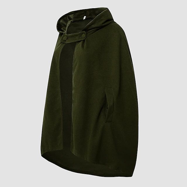 Schwarzer Kapuzenmantel, kurz, für Damen. Vintage-Look, ideal für elegante Anlässe.