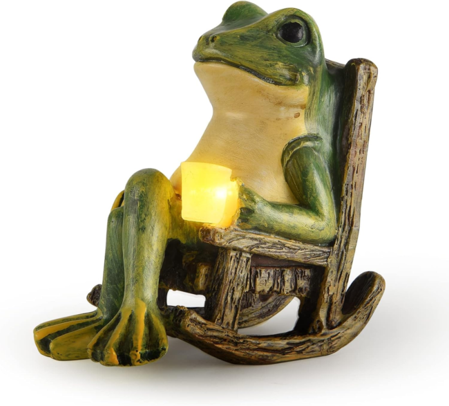 Leuchtender Gartenfrosch für Außendekoration