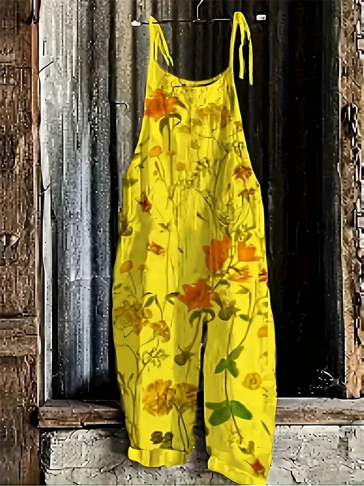 Blumen Jumpsuit für Damen, bequemer Freizeit Overall mit Print