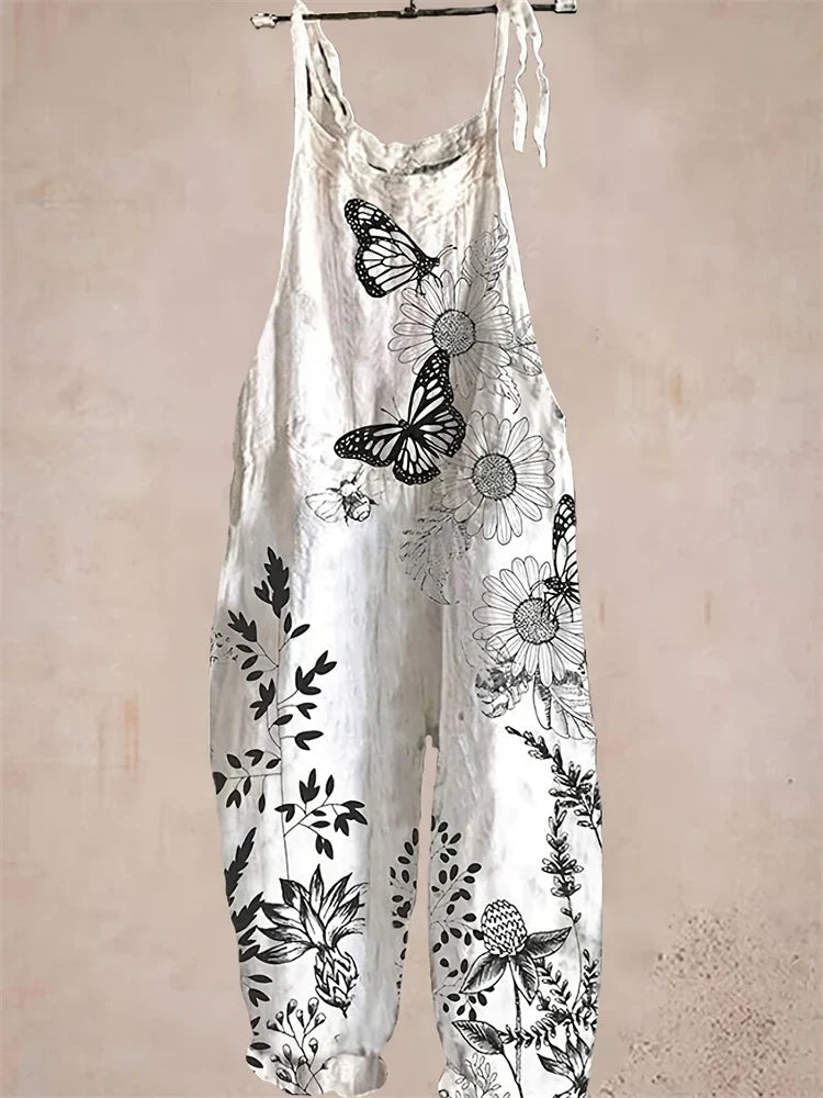 Stilvoller Damen Jumpsuit mit Aquarellblumen
