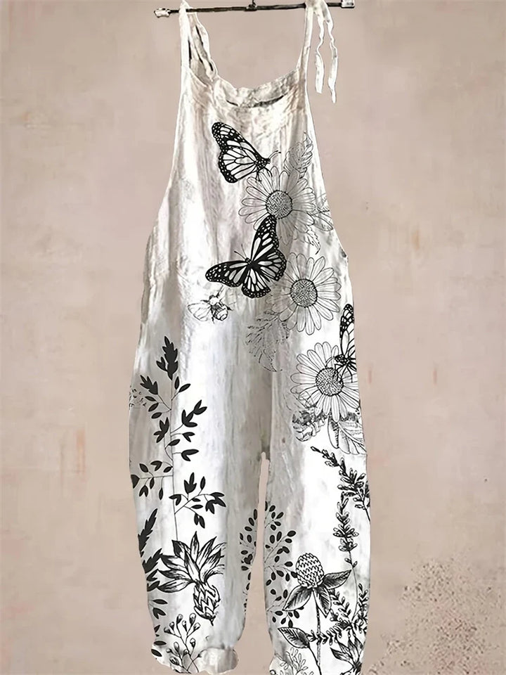 Stilvoller Damen Jumpsuit mit Aquarellblumen