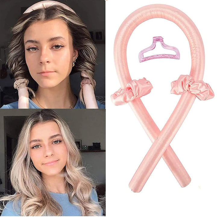 Sanfte Locken ohne Hitze: Flexibler, pinker Lockenwickler, ideal für weiche, voluminöse Locken über Nacht, schonend & einfach