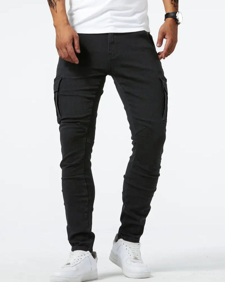 Moderne Herren Slim-Fit Freizeithose mit Reißverschluss, ideal für Casual-Looks und den aktiven Alltag.