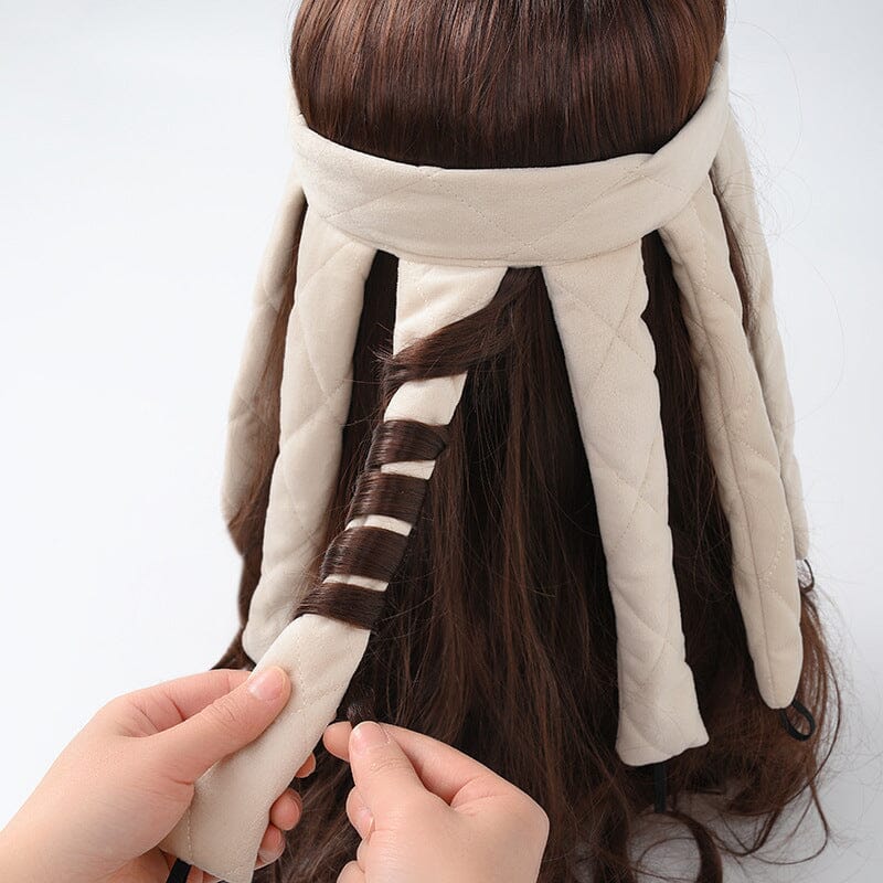 Schonender Lockenstab ohne Hitze, beige Stoff, leuchtend weinrote und schwarze Optionen, für perfekte, gesunde Locken.