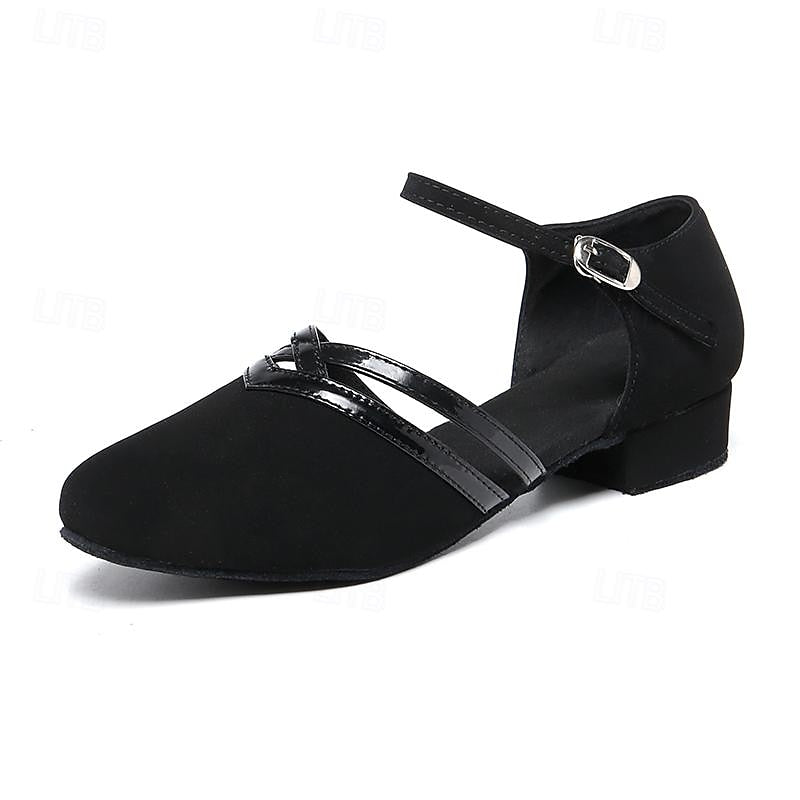 Komfortable schwarze Britta Damen Tanz-Heels mit stabilem Absatz & Riemen; ideal für lange Tanzabende.