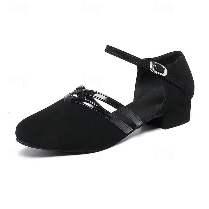 Komfortable schwarze Britta Damen Tanz-Heels mit stabilem Absatz & Riemen; ideal für lange Tanzabende.