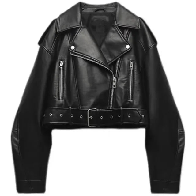 Schwarze Damen Bikerjacke, kurze Übergangsjacke für stilvolle Freizeit-Looks, modern & bequem.
