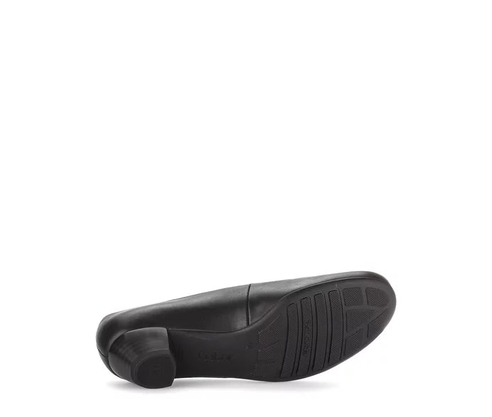 Elegante Damen Pumps in Schwarz mit hohem Blockabsatz und femininem runden Zeh, vielseitig tragbar.